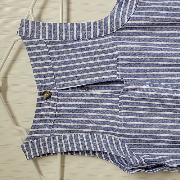 For Cynthia Blue & White Sleeveless Sheath Dress women's Xs Linen Blend NWOT - Picture 4 of 7